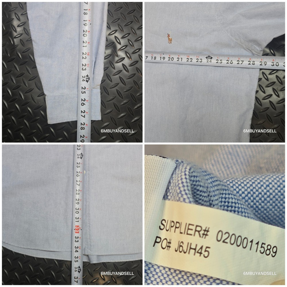 Ralph Lauren Men 2XLT Blue Oxford Button Down Shirt Classic Fit Tall Long Sleeve - Picture 8 of 13